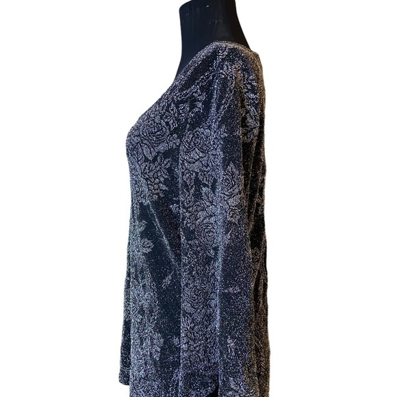 Brittany Black Grey Black Sparkle Stretch Tunic With Bell Sleeves - Picture 6 of 11